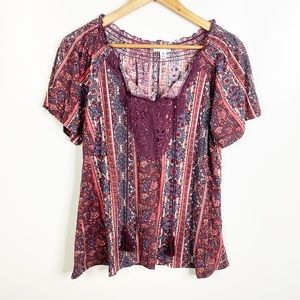 Rebecca Malone Boho Floral Peasant Top
